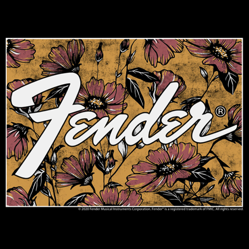 Men's Fender Floral Wallpaper Logo  Adult T-Shirt