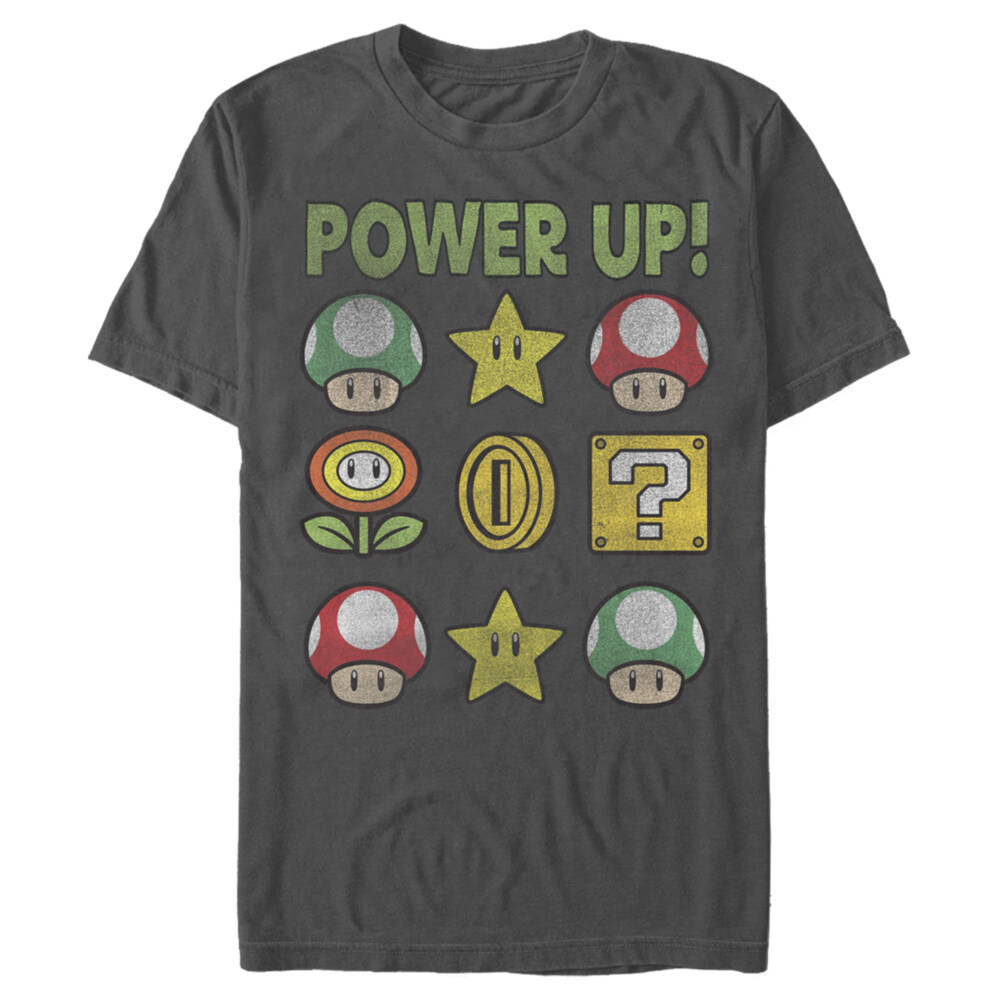 Men's Nintendo Super Mario Power Up Bingo  Adult T-Shirt