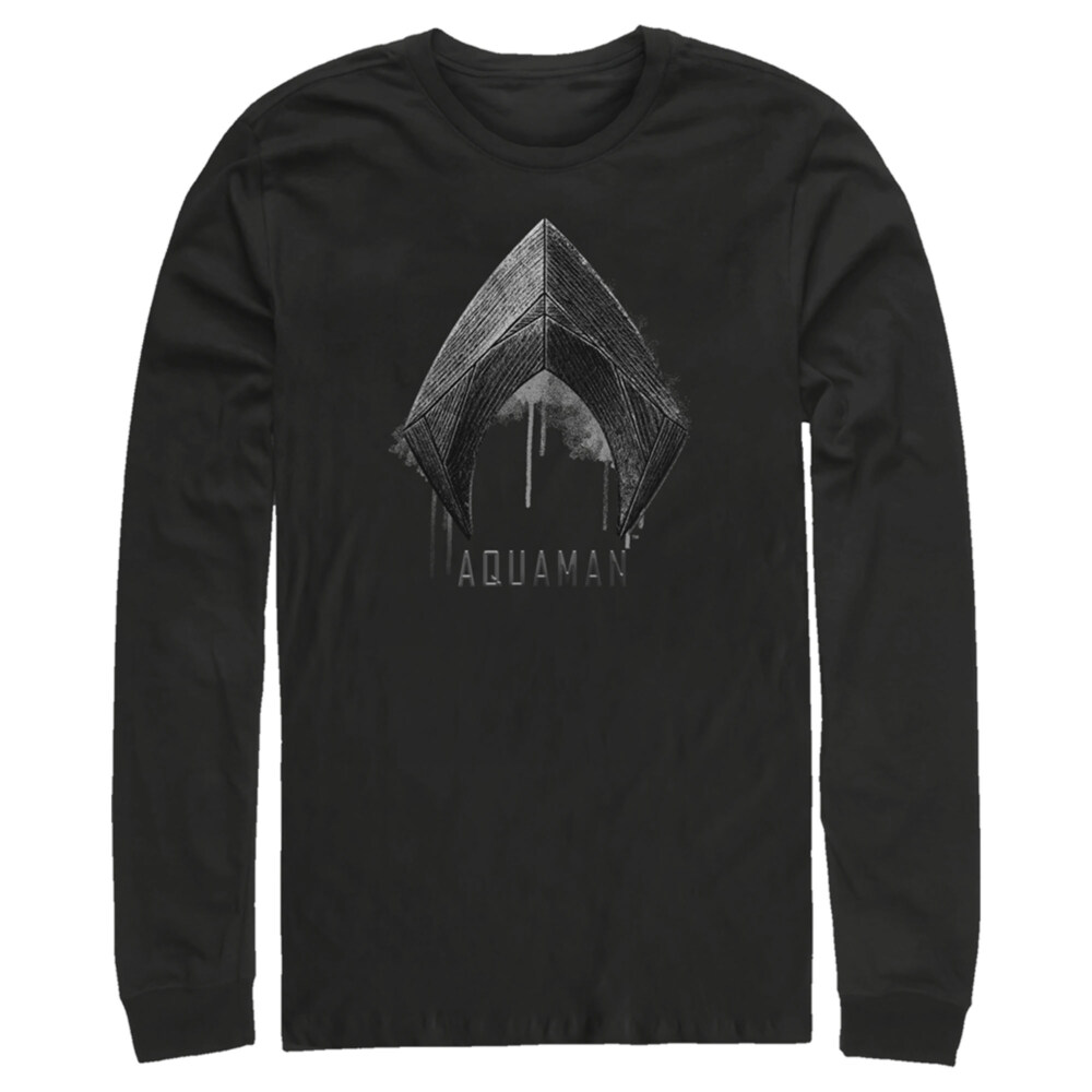 Men's Zack Snyder Justice League Aquaman Silver Logo  Adult Long Sleeve Shirt