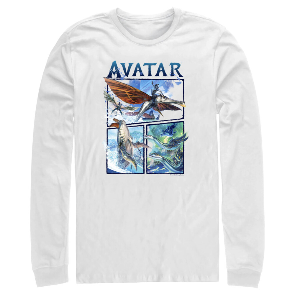 Men's Avatar: The Way of Water Watercolor Air and Sea Creatures Logo  Adult Long Sleeve Shirt