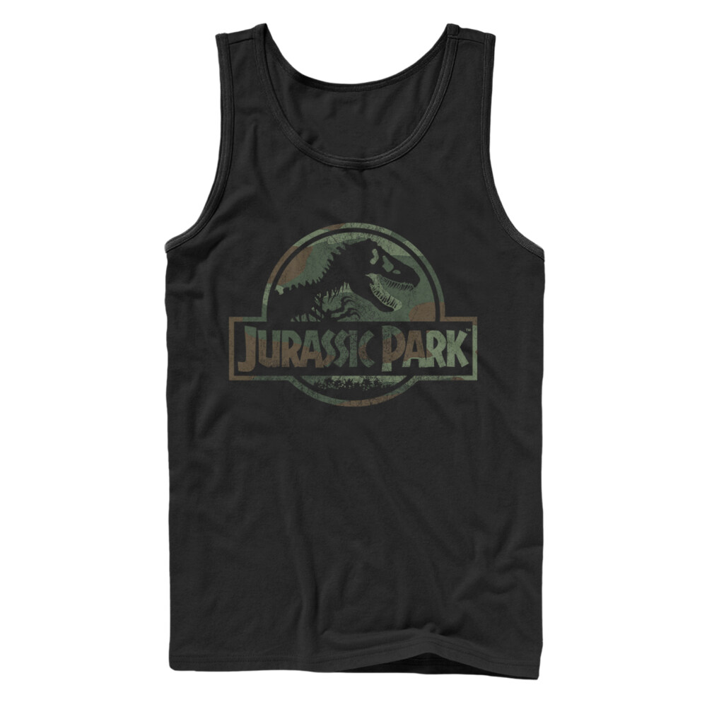 Men's Jurassic Park Dark Camo Logo  Adult Tank Top