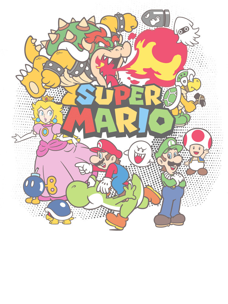 Men's Nintendo Mario Cast Collage  Adult T-Shirt