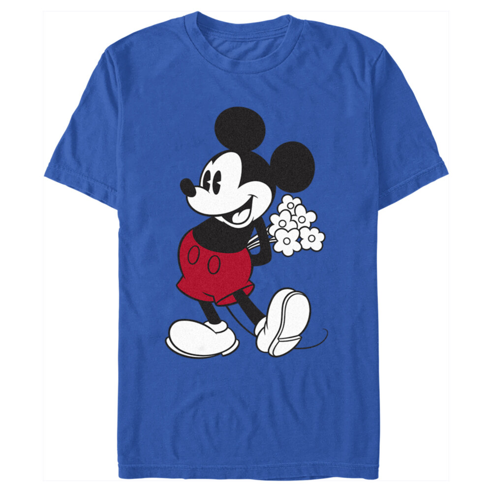 Men's Mickey & Friends Classic Mouse Flowers  Adult T-Shirt