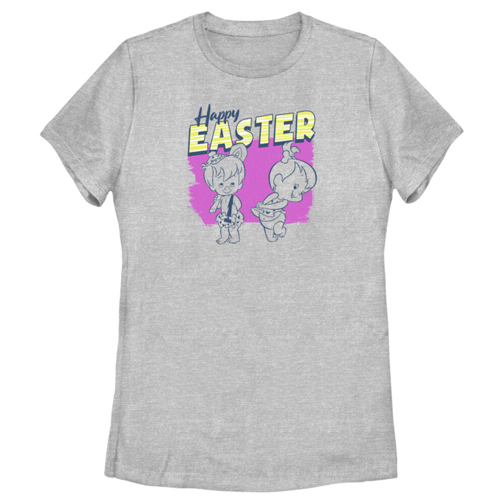 Men's The Flintstones Pebbles and Bamm-Bamm Happy Easter  Adult T-Shirt