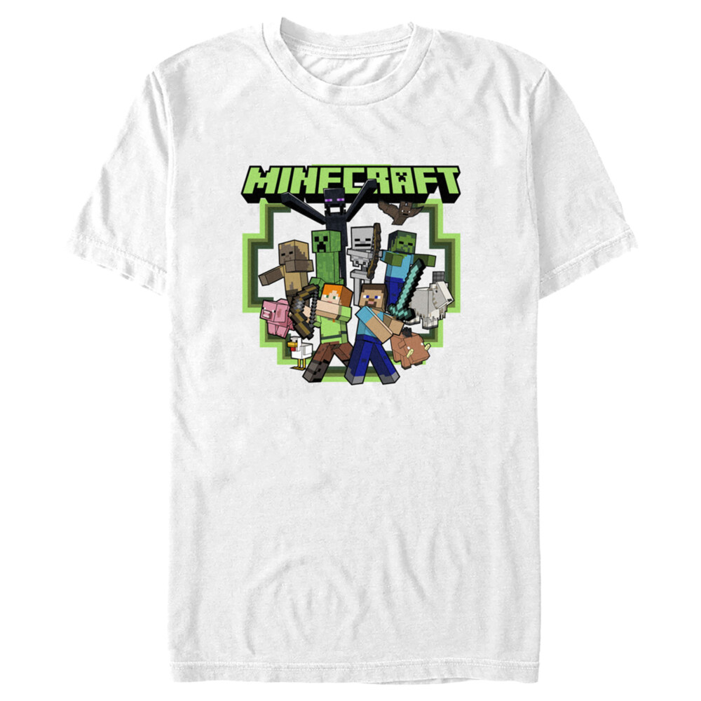 Men's Minecraft Steve and Alex Group Shot  Adult T-Shirt