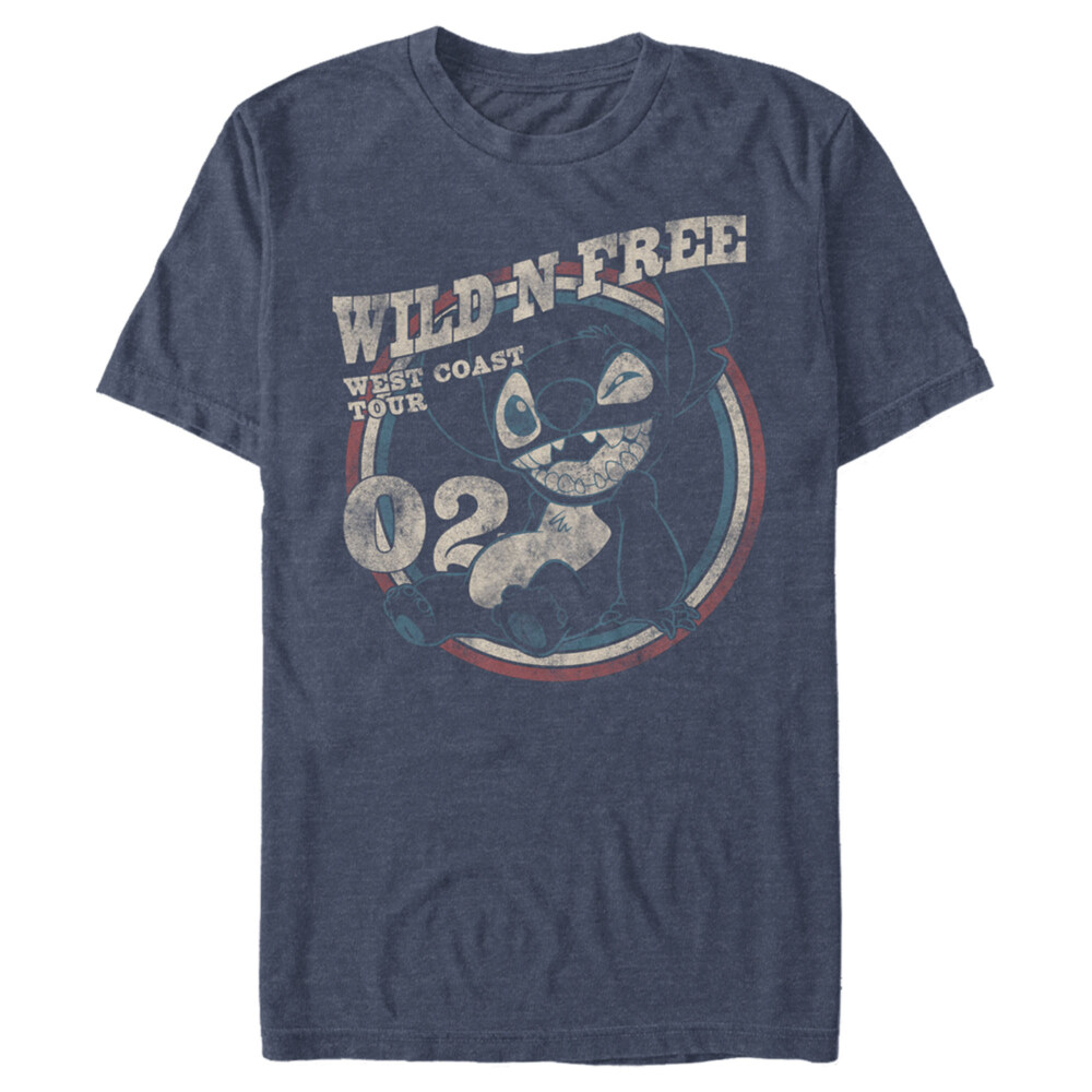 Men's Lilo & Stitch Wild and Free Distressed  Adult T-Shirt