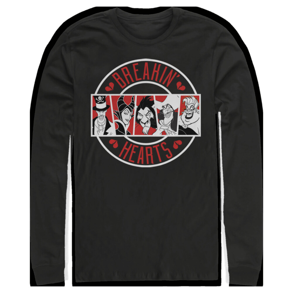 Men's Disney Villains Valentine's Day Breakin' Hearts  Adult Long Sleeve Shirt