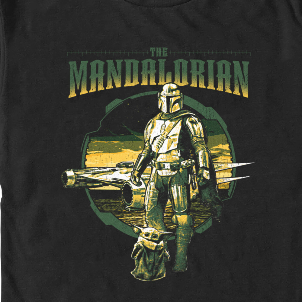 Men's Star Wars: The Mandalorian Green Retro Poster  Adult T-Shirt