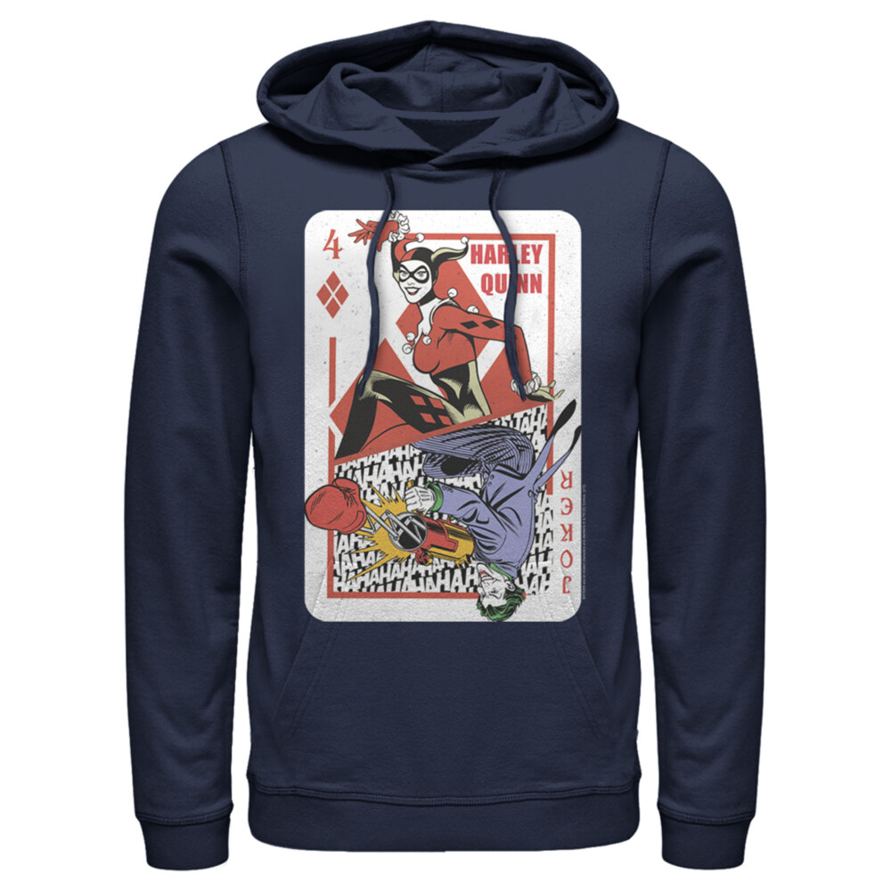 Men's Batman Harley Quinn Joker Poker Card  Adult Pull Over Hoodie