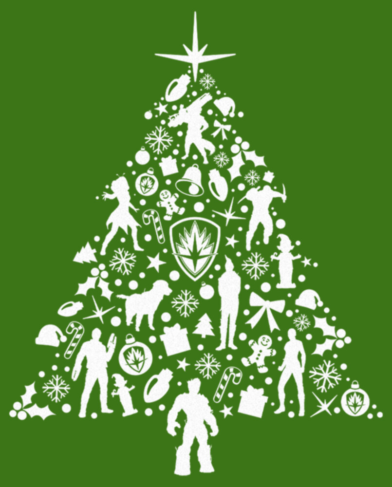 Men's Guardians of the Galaxy Holiday Special Silhouettes Christmas Tree  Adult T-Shirt