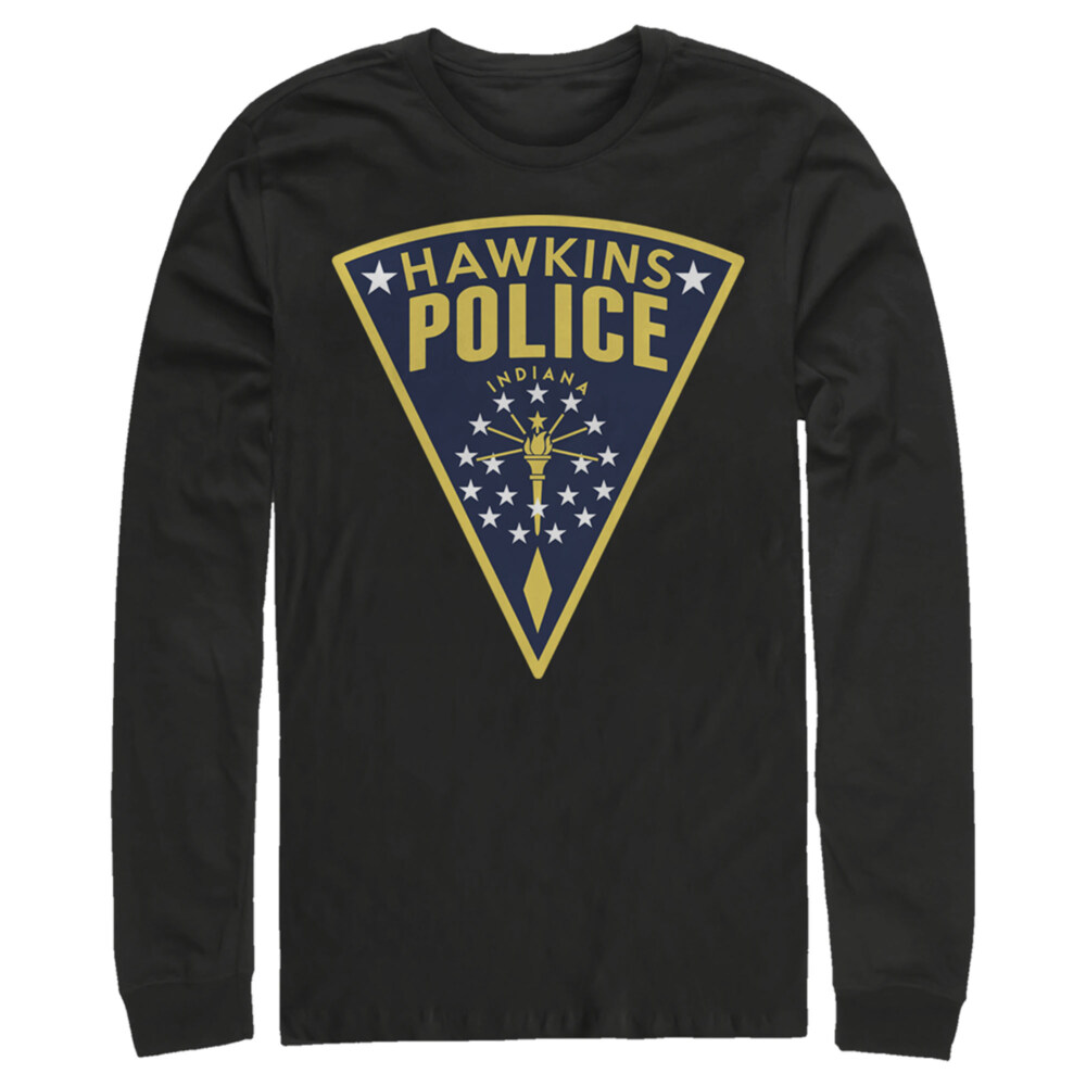 Men's Stranger Things Hawkins Police Crest  Adult Long Sleeve Shirt