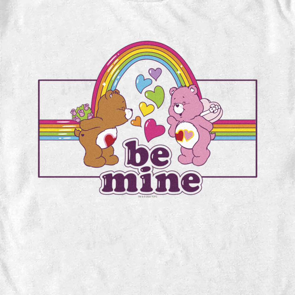 Men's Care Bears Valentine's Day Tenderheart Bear and Love-a-Lot Bear Be Mine Rainbow  Adult T-Shirt