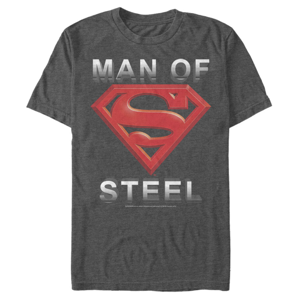 Men's Superman Man of Steel Beveled Logo  Adult T-Shirt