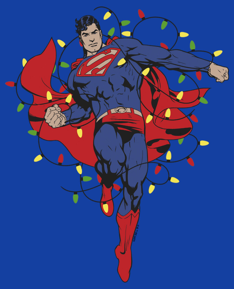 Men's Superman Christmas Lights  Adult T-Shirt