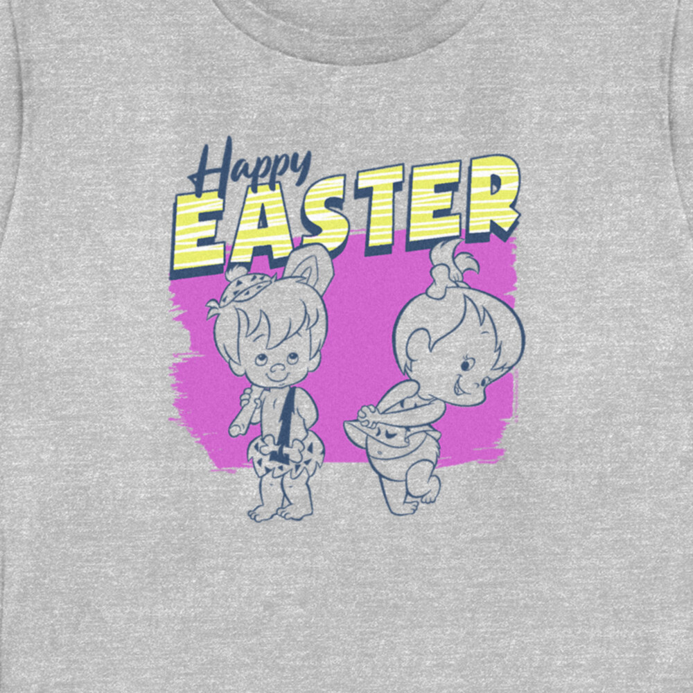 Men's The Flintstones Pebbles and Bamm-Bamm Happy Easter  Adult T-Shirt