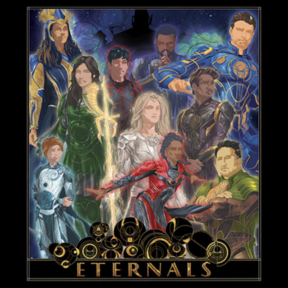 Men's Marvel Eternals Watercolor Poster  Adult Tank Top