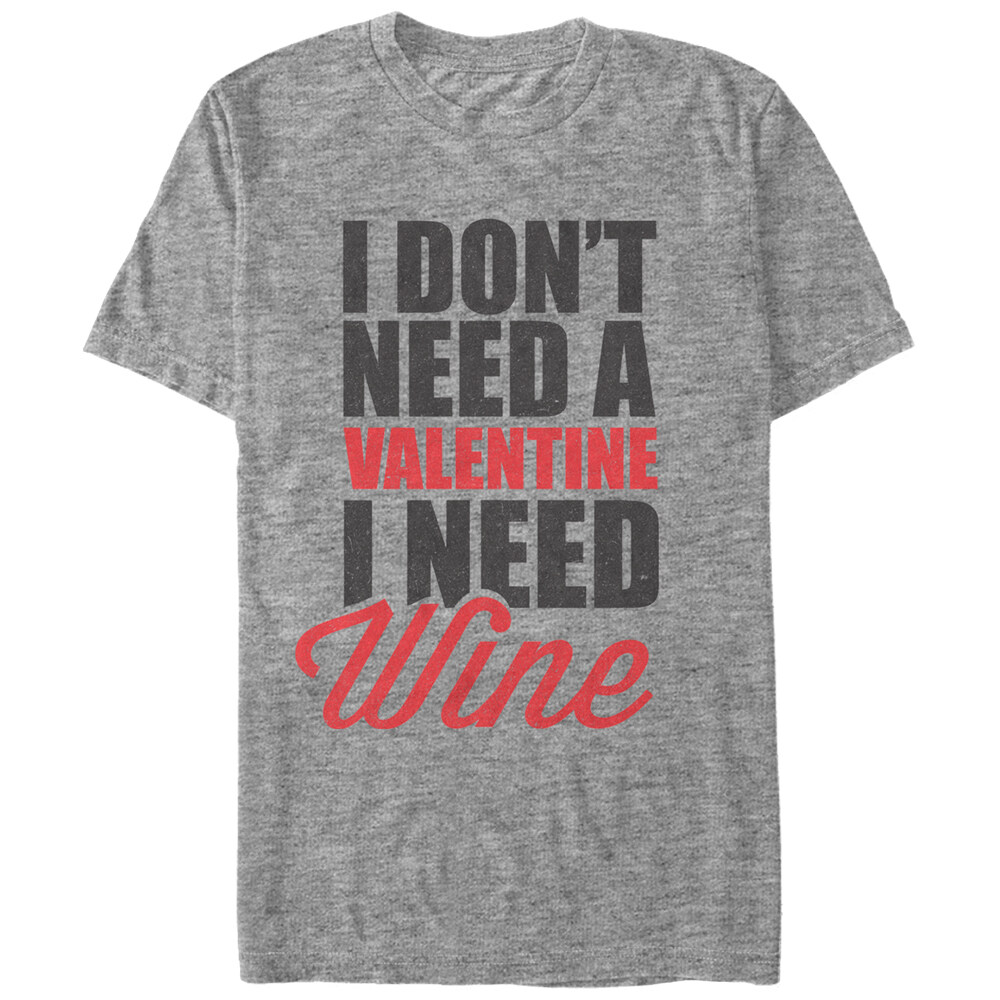 Men's Lost Gods Valentine Need Wine  Adult T-Shirt