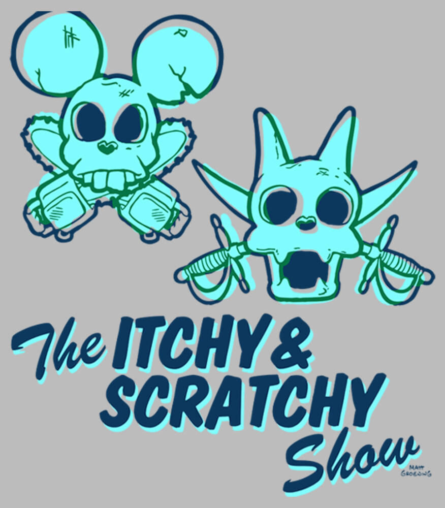 Men's The Simpsons The Itchy & Scratchy Show Skulls  Adult T-Shirt