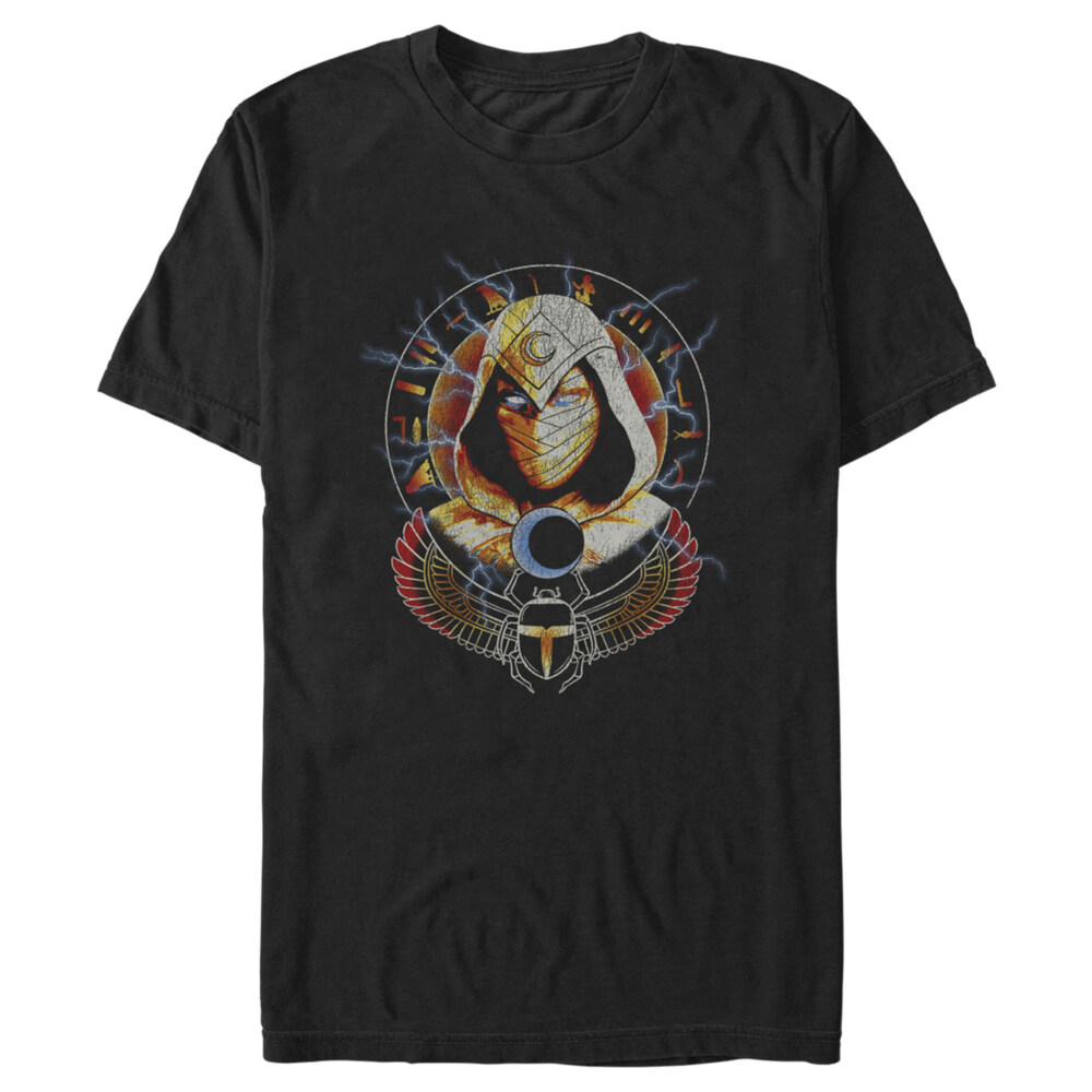 Men's Marvel: Moon Knight Lightning Winged Scarab Portrait  Adult T-Shirt