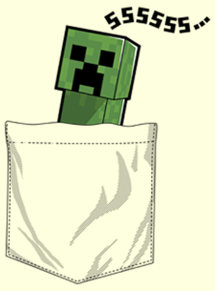 Men's Minecraft Faux Pocket Creeper  Adult T-Shirt