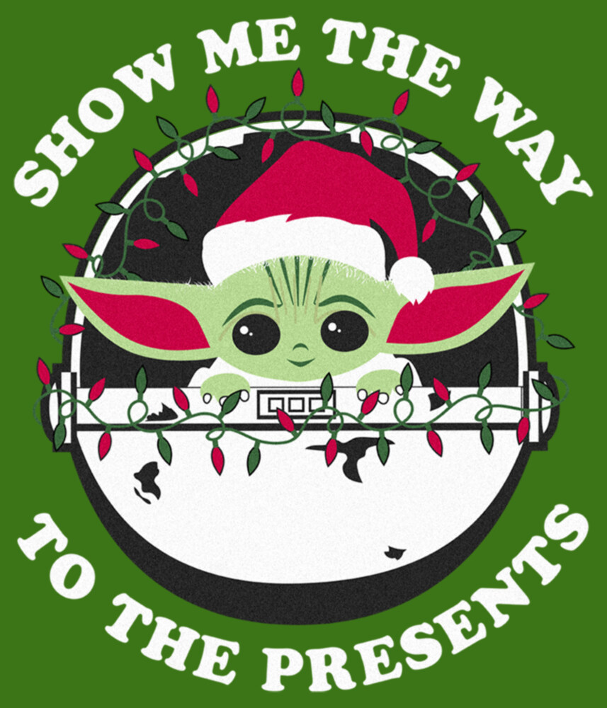 Men's Star Wars: The Mandalorian Christmas Grogu Show Me the Way to the Presents  Adult T-Shirt