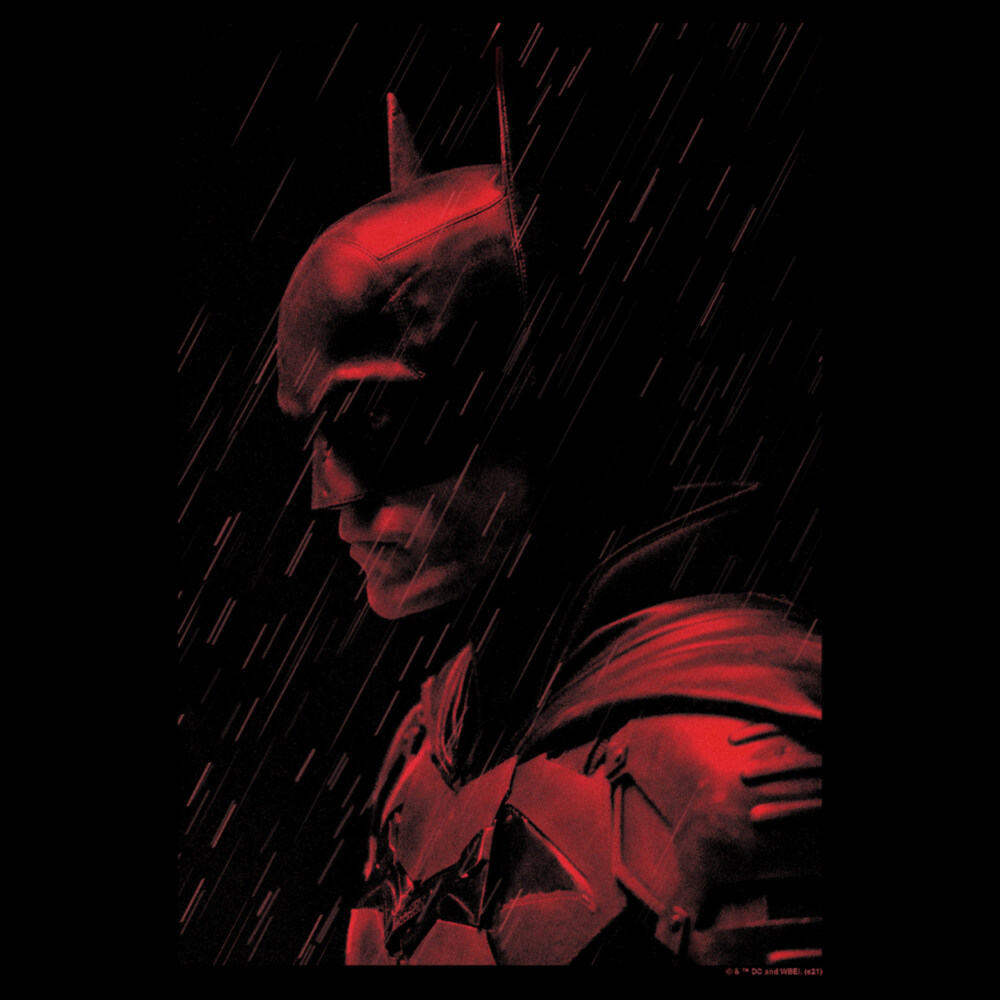 Men's The Batman Red Rain Side Profile Picture  Adult T-Shirt