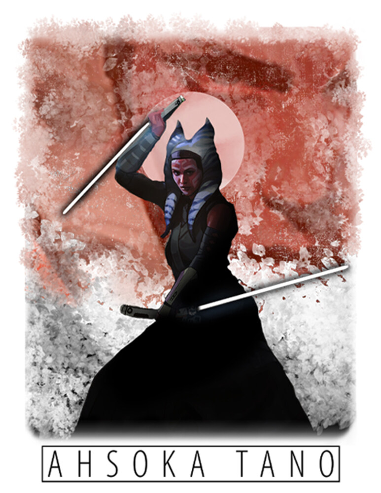 Men's Star Wars: The Mandalorian Ahsoka Tano Painted Portrait  Adult T-Shirt