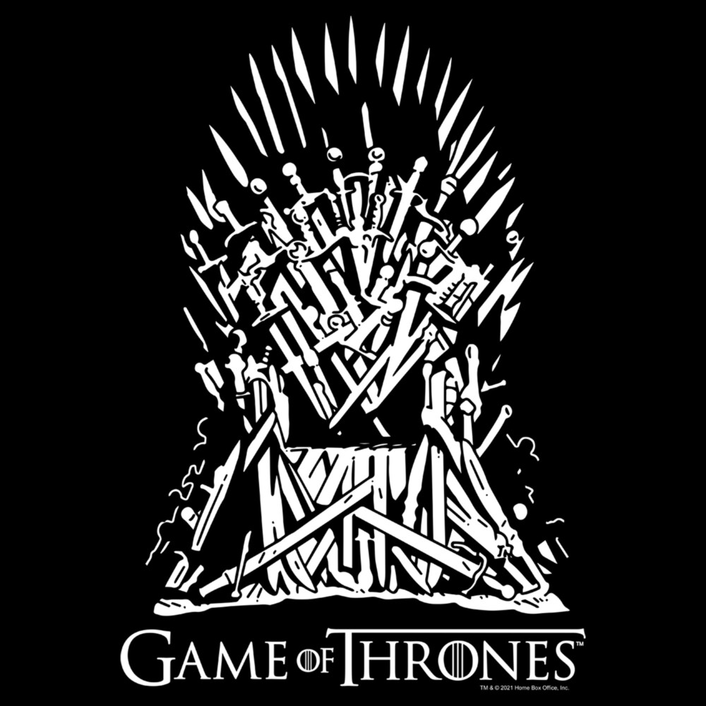 Men's Game of Thrones Black and White Iron Throne  Adult T-Shirt