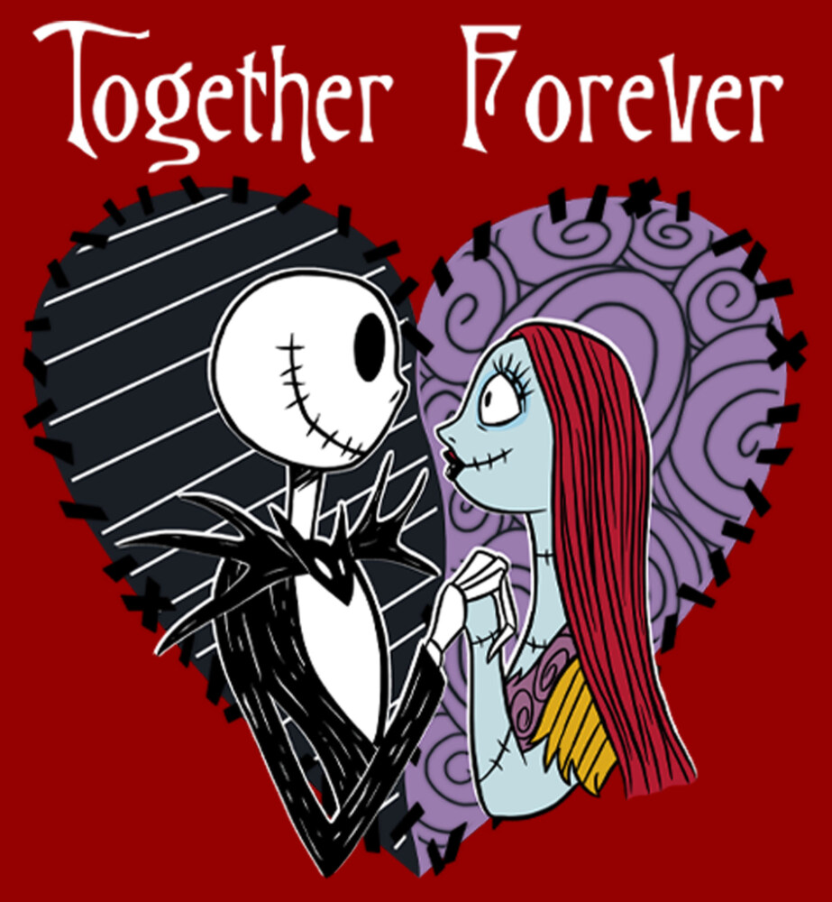 Men's The Nightmare Before Christmas Jack and Sally Together Forever  Adult T-Shirt