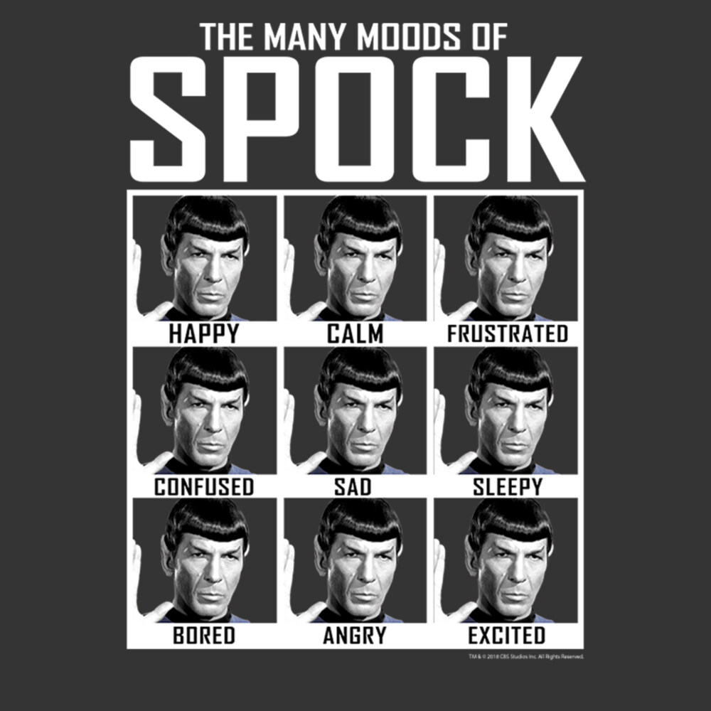 Men's Star Trek: The Original Series Many Moods of Spock  Adult T-Shirt
