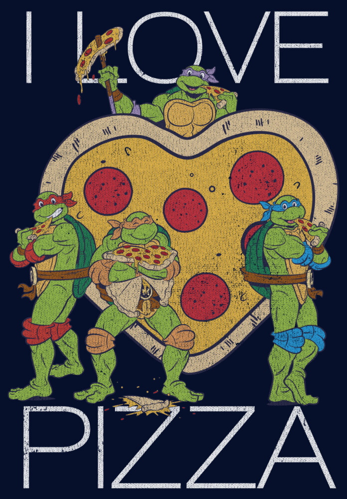 Men's Teenage Mutant Ninja Turtles I Love Pizza Heart  Adult Pull Over Hoodie
