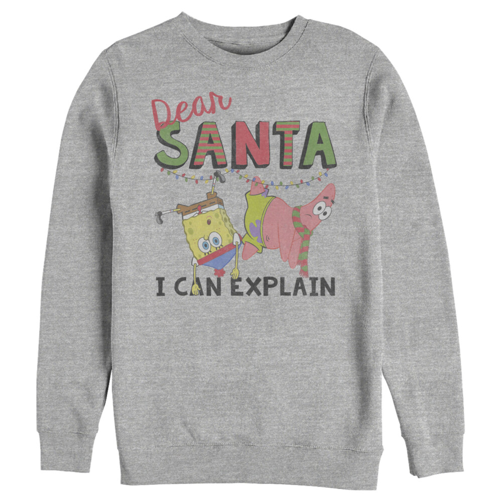 Men's SpongeBob SquarePants Christmas Santa Can Explain  Adult Sweatshirt