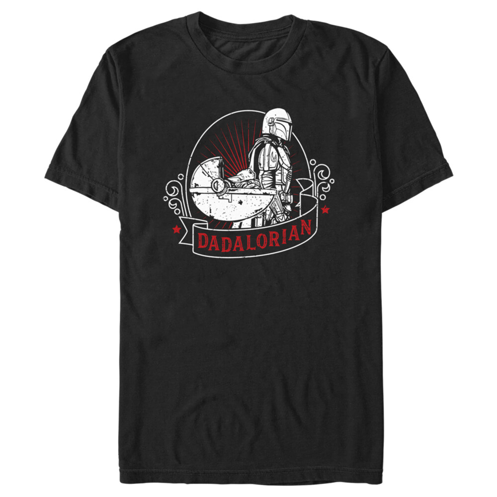 Men's Star Wars: The Mandalorian Grogu and Din Djarin Dadalorian Cradle Sketch  Adult T-Shirt