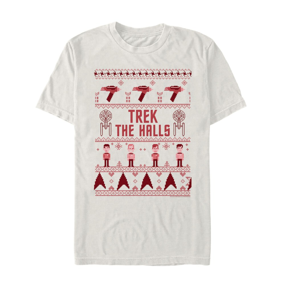 Men's Star Trek Ugly Christmas Trek the Halls  Adult T-Shirt