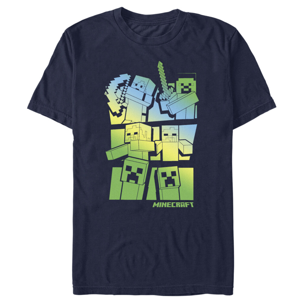 Men's Minecraft Steve and Alex Vs. Mobs  Adult T-Shirt