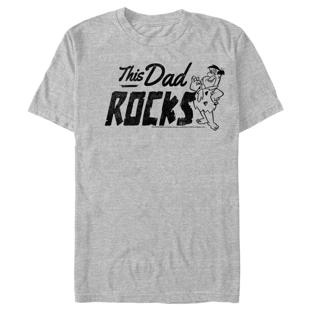 Men's The Flintstones Father's Day Fred Flintstone This Dad Rocks  Adult T-Shirt