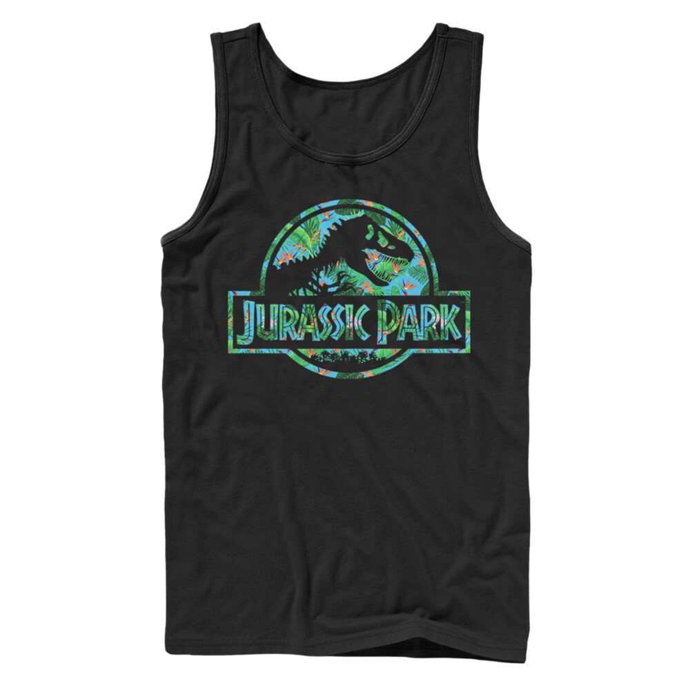 Men's Jurassic Park Floral T Rex Logo  Adult Tank Top