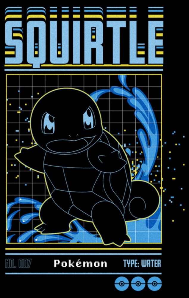 Men's Pokemon Squirtle Retro Grid  Adult T-Shirt