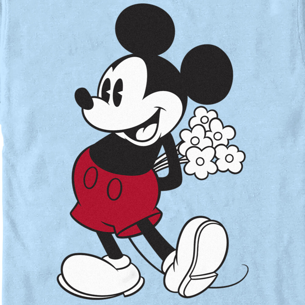 Men's Mickey & Friends Classic Mouse Flowers  Adult T-Shirt
