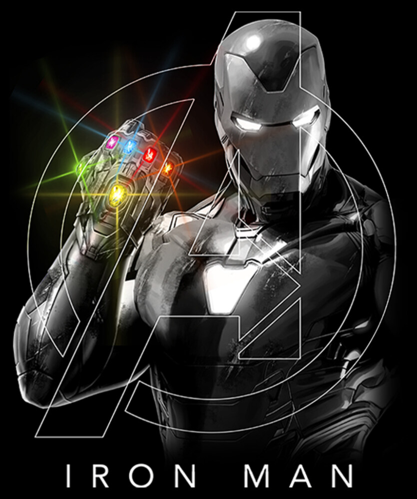 Men's Marvel Avengers: Endgame Glowing Stones Logo Overlay Portrait  Adult T-Shirt