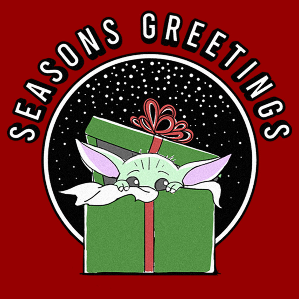 Men's Star Wars: The Mandalorian Christmas Grogu Seasons Greetings  Adult T-Shirt
