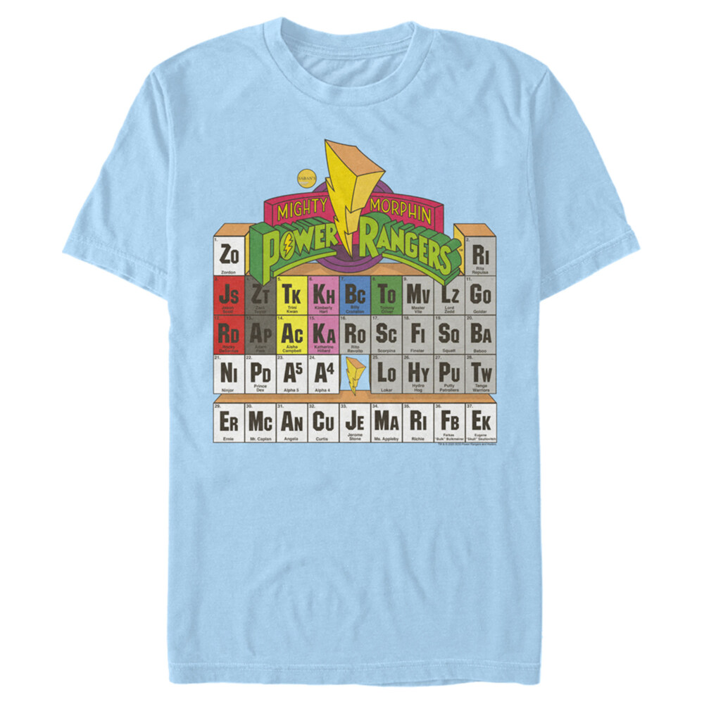 Men's Power Rangers Periodic Table  Adult T-Shirt