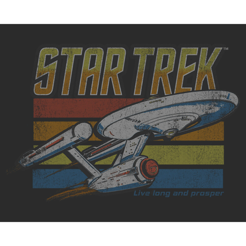 Men's Star Trek Rainbow Vintage USS Enterprise Starship  Adult T-Shirt
