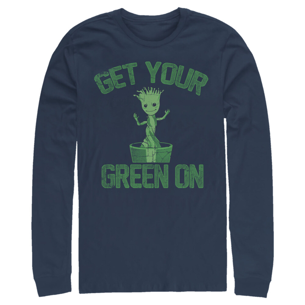 Men's Marvel St. Patrick's Day Get Your Groot On  Adult Long Sleeve Shirt