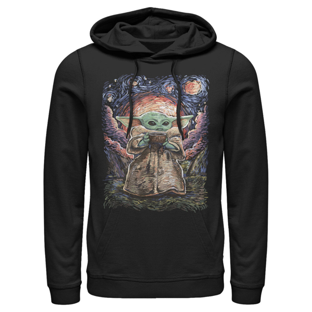 Men's Star Wars: The Mandalorian The Child Starry Night  Adult Pull Over Hoodie