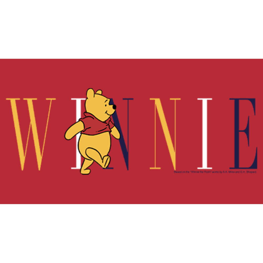 Men's Winnie the Pooh Yellow, White, and Blue Script  Adult Pull Over Hoodie