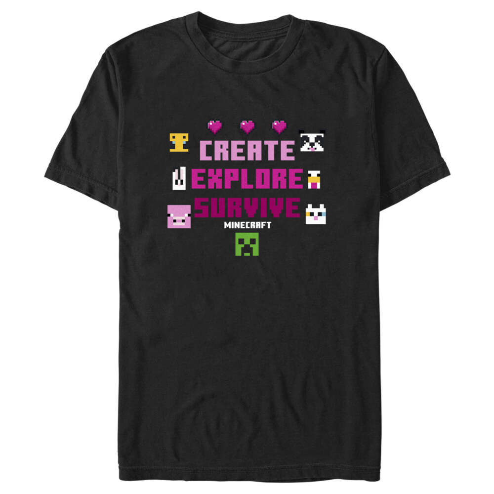 Men's Minecraft Create Explore Survive Animals  Adult T-Shirt