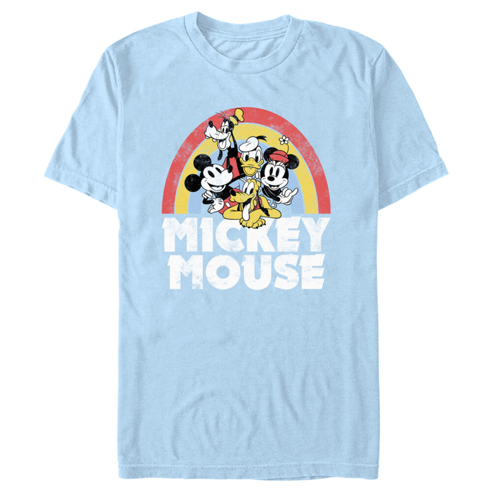 Men's Mickey & Friends Distressed Rainbow Friends  Adult T-Shirt