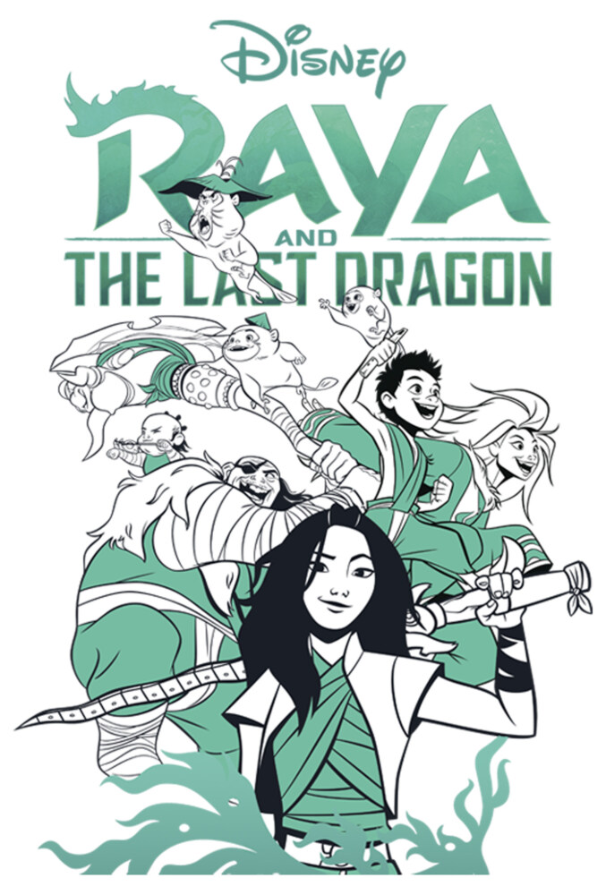 Men's Raya and the Last Dragon Characters in Action  Adult T-Shirt