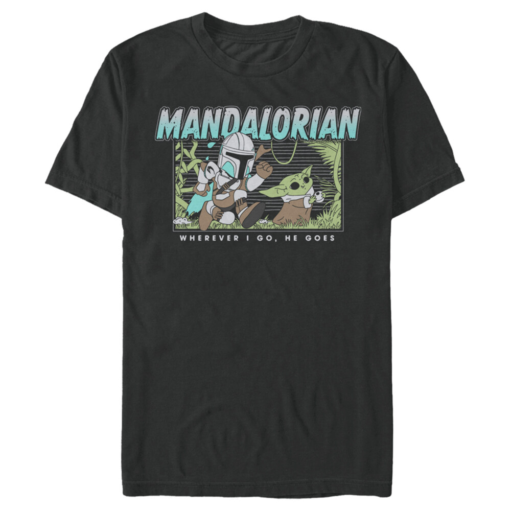 Men's Star Wars: The Mandalorian Retro Cartoon Ball Chase  Adult T-Shirt